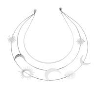 Baluue Silver Celestial Goddess Crown Headband Handmade Moon Star Tiaras for Women Bridal Wedding Party Cosplay Costume Accessories Lightweight Comfortable
