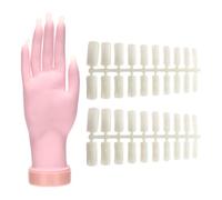 Baluue Simulated Nail Art Hand Model Flexible Silicone Manicure Practice Tool with Nail Tips for Training Reusable Fake Right Hand for Beginners and Professionals