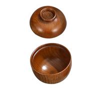 Baluue Small Japanese Style Wooden Rice Bowl with Lid Lidded Soup and Snack Serving Dish for Steamed Eggs and Traditional Asian Food Decorative and Practical for Home Dining and Buffet