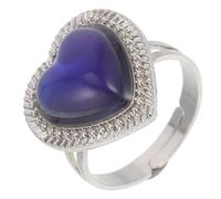 Baluue Smart Mood Ring Adjustable Size Heart Shape Alloy Finger Ring with Wear Resistance and Temperature Sensitive Color Change for Occasions Stylish and Delicate Jewelry