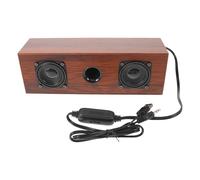 Baluue Sound Bar Speaker, Wooden Wired PC Speakers with USB Power and 3.5mm Aux Input, Retro Computer Desk Speakers Featuring Space Efficiency and Broad Frequency Range for Compact