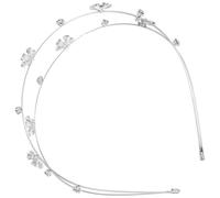Baluue Sparkling Featuring Design round Flower and Leaf Five-petal Shapes Silver Hair Band with Adjustable Alloy Elegant Headband Bridal for Women on Special Occasions and Baptism Days