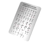 Baluue Stainless Steel Braille Alphabet Board with Raised Dots and Punctuation 4.7×7.25 Inch Braille Instructional Tool for Beginners Visual Impairment Learning and Blind Education