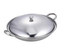 Baluue Stainless Steel Cooking Pot with Lid Heat-Resistant Portable Pan for Seafood and Hot Pot Cooking Easy-Clean Kitchen Cookware