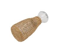 Baluue Straw Woven Glass Vase with Delicate Cover Decorative Flower Arrangement Container for Desktop Home Office Restaurant Decor