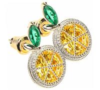 Baluue Summer Bohemian Lemon Slice Shape Cartilage Earring Unique Bling Fruit Earrings for Beach Sparkly Sweet Ear Studs Jewelry