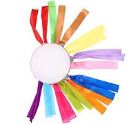 Baluue Thick Hand Drum with Colorful Streamers and Bells Educational Percussion Instrument for Beginners Party Stage Performance Music Learning and Entertainment