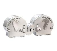 Baluue Tooth Holder Metal Keepsake Box with Elephant Design for Boys and Safe Odorless Storage for First Tooth and Lanugo Organizer for Shower Favors and Memory Preservation