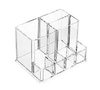 Baluue Transparent Acrylic Makeup Organizer Box Cosmetic Storage Case with Multiple Compartments for Jewelry Eyebrow Pencils and Long-handled Accessories Space-saving Desk Holder for