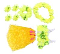 Baluue Tropical Luau Outfit Set with Grass Skirts Flower Necklace Bracelet Bikini Top for Beach Dance Fancy Parties and