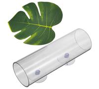 Baluue Tube Cup with Acrylic Design Fish Betta Hollow Tunnel and Leaf Accents, Suction Mounted Hideout Shelter for Accessories Tank Shrimp and Betta Aquarium
