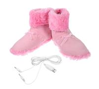 Baluue USB Rechargeable Electric Heating Shoes Bowknot Design Fast Warm Foot Heaters for Women Indoor Outdoor Use Winter Cold Weather Foot Warmers Pink