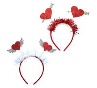 Baluue Valentine'S Day Heart Headbands 2Pcs Set Cupid and Wings Design, Decorative Party Hair Hoops for Women and, Wedding and Valentine’S Celebration Accessories