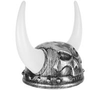 Baluue Viking Helmet with Ox Horns Silver Painted Party Hat Decorative Costume Cap for Adults Comfortable Roman Warrior Headwear for Cosplay Stage Performances Carnivals and Festivals
