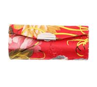 Baluue Vintage Embroidered Silk Cosmetic Travel Pouch with Mirror Compact Red Lipstick Holder Case for Women, Portable Hand Embroidery Design Suitable for Office and Date