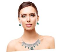 Baluue Vintage Pearl Teardrop Rhinestone Necklace and Earrings Set for Women Retro French Style Jewelry with Heart Pendant Elegant Party and Festival Accessory Suitable for Weddings and