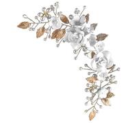 Baluue Wedding Hair Accessories Leaf Hair Vine 20cm Delicate Pearl Decor Elegant Polymer Clay and Metal Bridal Headpiece for Women Bride Weddings and Parties
