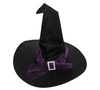 Baluue Witch Hat Halloween Costume Accessory Lightweight Fabric Purple for Women Ruched with Spider Web Gauze for Halloween Parties and Cosplay Events