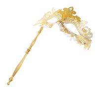 Baluue Women with Detachable Stick Rhinestone Embellished Dragon Pattern Party Mask Elegant Handheld Costume Accessory for Halloween Wedding Prom Ball Cosplay