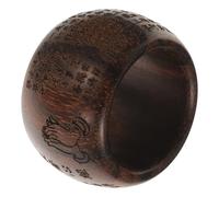 Baluue Wooden Thumb Finger Ring Engraved Buddhist Texts Comfortable Fit for Men Women Spiritual Amulet for Wealth and Luck
