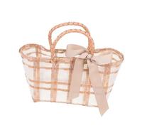 Baluue Woven Beach Bag for Women Handwoven Portable Tote with Smooth Craftsmanship Durable Plastic Strap Multipurpose Outdoor Pouch for Travel Cosmetics Fruits and Daily Storage