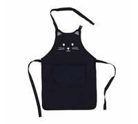 Balvi Black Kitty Cat Kid's Adjustable Baking, Cooking Or Painting Polyester Apron With Microfibre Pocket
