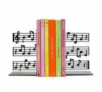 Balvi Bookend Decorative Music Sheet Notes Metal Black Musician Gifts Book Ends For Shelves