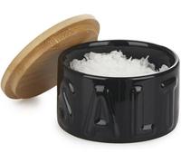 Balvi Flake Salt Cellar Colour Black Elegant Container with lid Ceramic/Bamboo 4,8x8x8cm