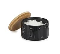 Balvi Flake Salt Cellar Colour Black Elegant Container with lid Ceramic/Bamboo 4,8x8x8cm