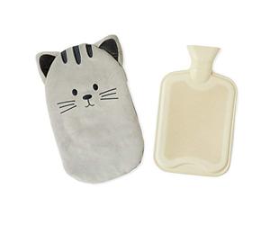 Balvi Hot water bottle Kitty Gray colour Hot water bottle with a soft cat-shaped cover 1.6L Rubber/po