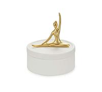 Balvi Jewellery box Ballerina Matte white and gold colour ceramic box with lid and a dancer figurine