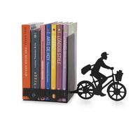 Balvi Postman Pedalling Bike With Trailer Silhouette Black Metal Bookends