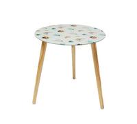 Balvi Side table Bugs Natural Wood colour With wooden legs patterned glass insect Wood/glass 41x40x40