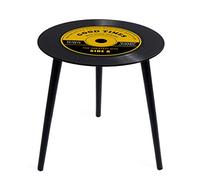 Balvi Side table Greatest Hits Yellow colour Table with shape of a Vinyl LP record With wooden legs C