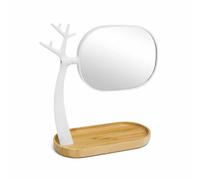 Balvi White Nature Tree Design Makeup Mirror With 3X Magnefication And Bamboo Tray