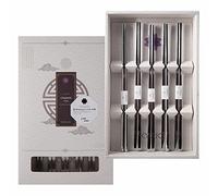 BALWOO Chopsticks - 5 Sets, Premium Stainless Steel, Mukbang Kitchen Utensil, Silverware, Whale Design