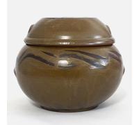 BALWOO Earthenware Onggi Korean Traditional Clay Jar Ceramic Canister/Handmade Food Sauce Storage Container for Tea, Coffee Bean, Salt/Breathing Clay Pot Kimchi Fermentation Crock (No.5(H15cm))