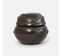 BALWOO Earthenware Onggi Korean Traditional Clay Jar Ceramic Canister/Handmade Food Sauce Storage Container for Tea, Coffee Bean, Salt/Breathing Clay Pot Kimchi Fermentation Crock (No.2(H9cm))