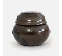 BALWOO Earthenware Onggi Korean Traditional Clay Jar Ceramic Canister/Handmade Food Sauce Storage Container for Tea, Coffee Bean, Salt/Breathing Clay Pot Kimchi Fermentation Crock (No.3(H11cm))
