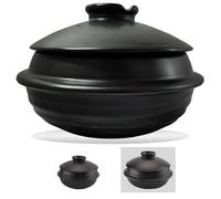 BALWOO [Petalite Mineral, Retro Design] Korean Earthenware Pot Ttukbaegi, Ceramic Clay Cooking Pot Casserole, Heat Resistant Ceramic Pot, Zero-Crack Stone Bowl Stockpot Soup Cookware (Large(47oz))