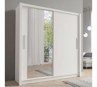 balzac small wooden wardrobe with 2 sliding doors in white