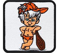 Bam Bam Flint Stone Sew on/Iron on Patch | BAMM BAMM Rubble Flintstones Badge Embroidery | Vintage Cartoon Funny | Upgrade Clothing for All Fabrics | 75X75 mm