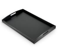 Bam & Boo Black Bamboo Serving Tray Extra Large with Handles for Food, Drinks, Storage, Decor, Vanity, Breakfast, Parties, Weddings, Picnics(23.6” x 15” x 2.35”, Black)