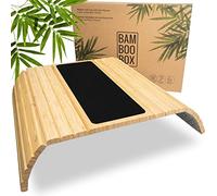 BAM BOO BOX - Sofa Arm Tray, Bamboo Sofa Tray, Wooden Armchair Tray, Foldable Couch Tray, Sofa Table Tray, Flexible Couch Arm Table, Side Armrest Natural Colour with Non Slip Pad