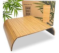 BAM BOO BOX Sofa Arm Tray Bamboo - Sofa Tray Table Caddy 42x34x0.7cm - Armchair Table Cup Holder Bamboo - Couch Caddy Wood Natural | For Glasses, Cups & Plates (Natural)