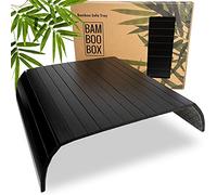 BAM BOO BOX Sofa Arm Tray Bamboo - Sofa Tray Table Caddy 42x34x0.7cm - Armchair Table Cup Holder Bamboo - Couch Caddy Wood Natural | For Glasses, Cups & Plates (Black)