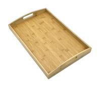 Bam & Boo Natural Bamboo Serving Tray Extra Large Rectangular with Handles for Food, Drinks, Storage, Decor, Vanity, Breakfast, Parties, Weddings, Picnics(20” x 13” x 2.35”, Natural)