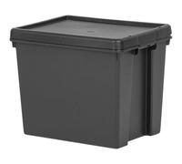 Bam Heavy Duty Recycled Storage Box with Lid, Black, 24L, Set of 2 | Stackable, Impact-Resistant, Durable Secure Clip Lid, For Home, Office & Garage