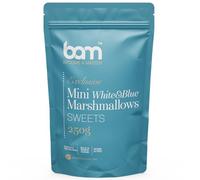 BAM Mini Marshmallow, 250g - Sweet Marshmallows for Hot Chocolate, Dessert and Decoration, White and Blue