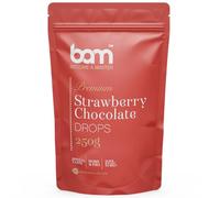 BAM Strawberry Chocolate Drops, Callets, Chips to Melt, Home and Pro Baking, Strawberry Flavour, 250 Grams